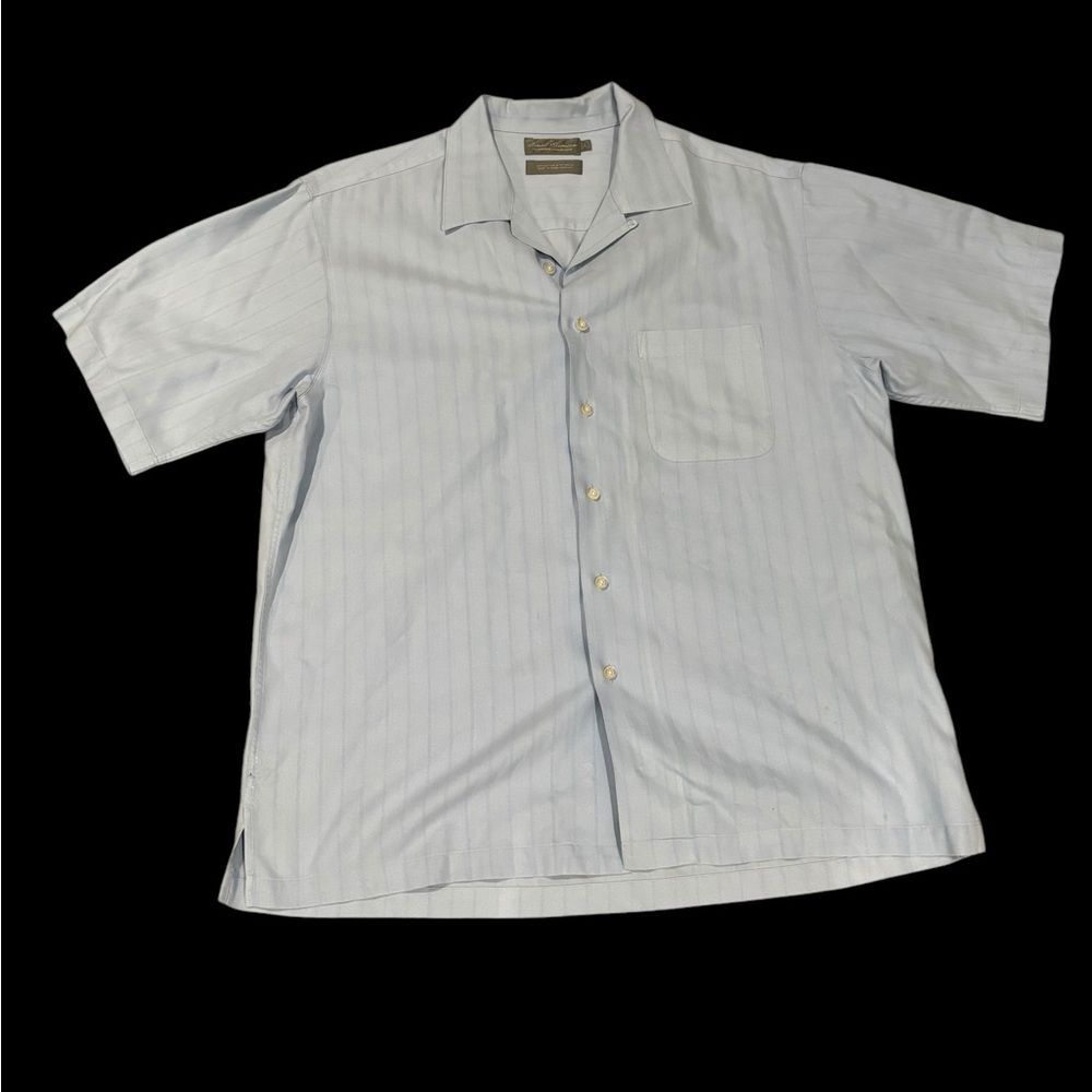 Baby Blue Men's Short Sleeve Button Up Shirt by Daniel Cremieux-size L